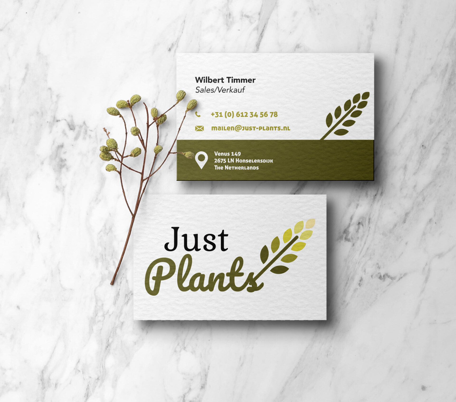 Just Plants Visitekaartjes drukwerk