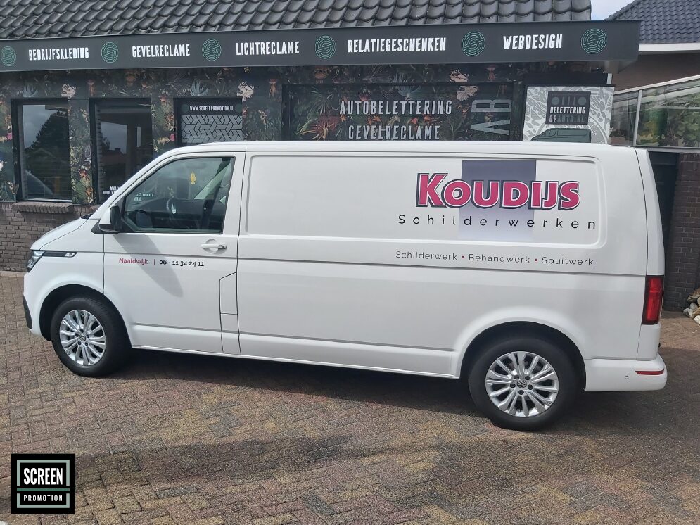 Screen Promotion Autobelettering Bestelbus Koudijs