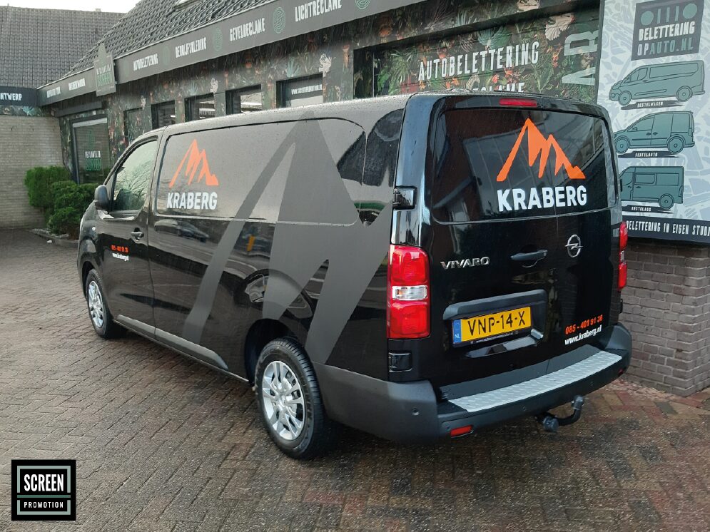 Screen Promotion Autobelettering Bestelbus Kraberg