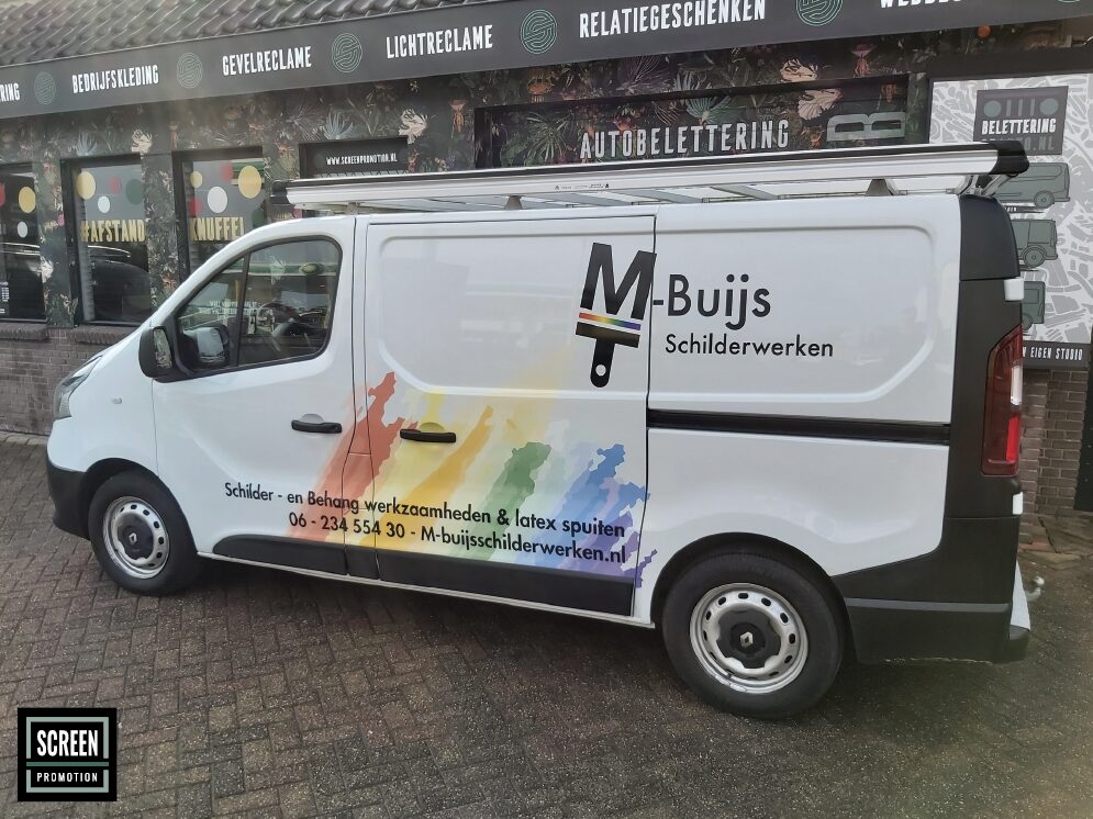 Screen Promotion Autobelettering Bestelbus M-Buijs