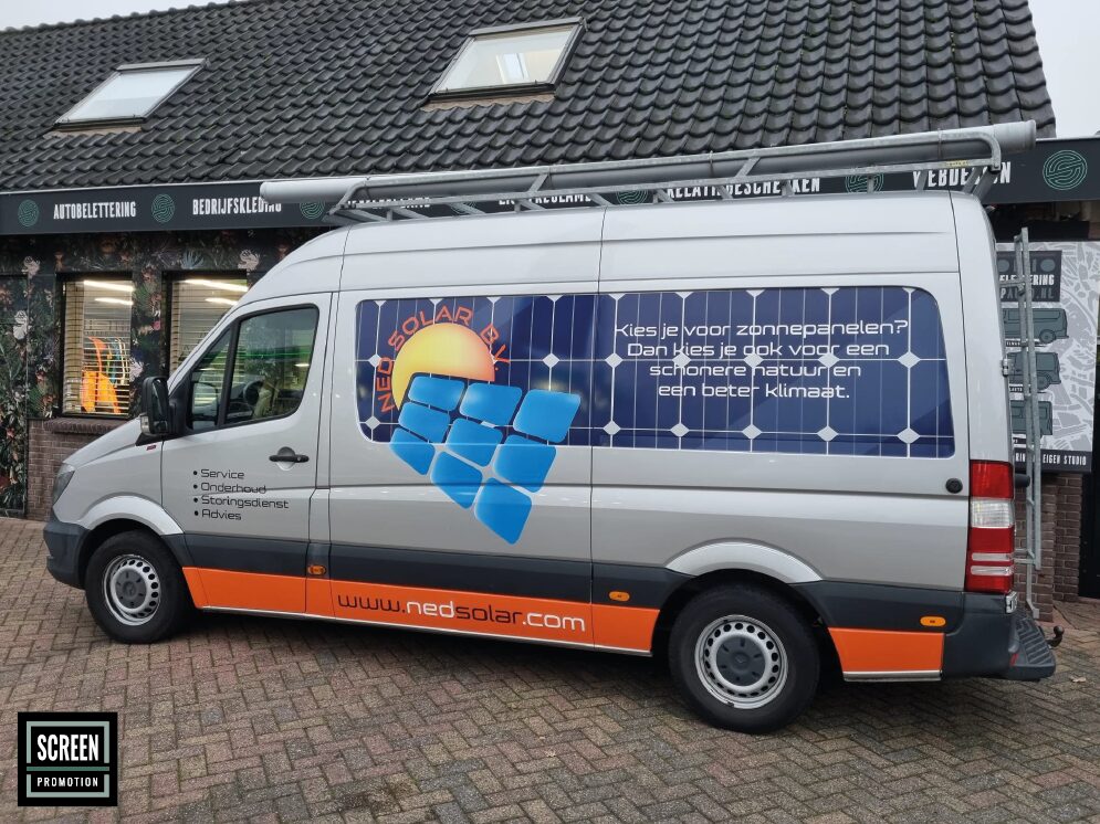 Screen Promotion Autobelettering Bestelbus Ned Solar