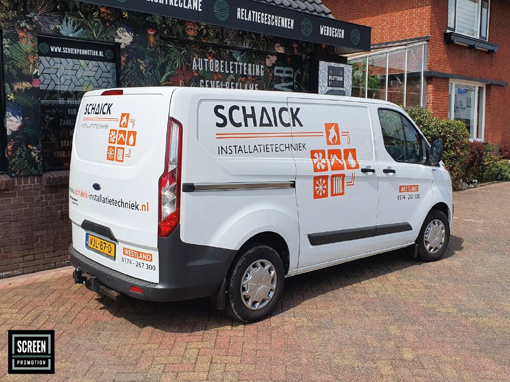 Screen Promotion Autobelettering Bestelbus Schaick