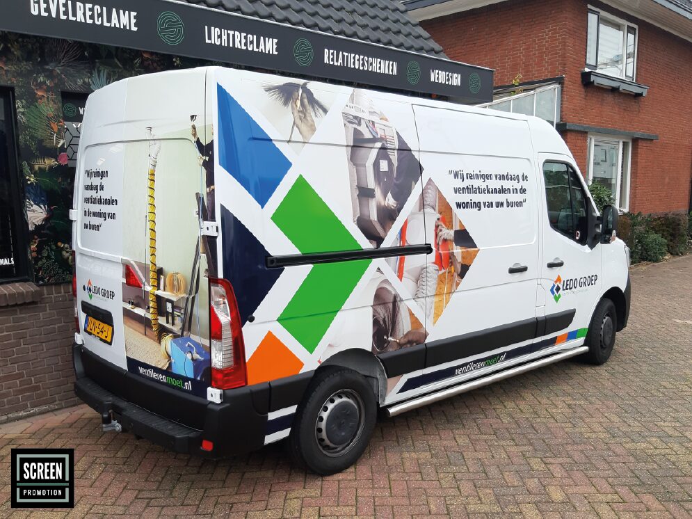 Screen Promotion Autobelettering Bestelwagen Ledo Groep