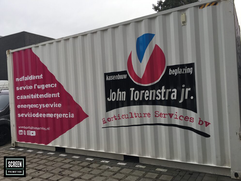 Screen Promotion Autobelettering Container Torenstra Jr. HS Tuinbouw service