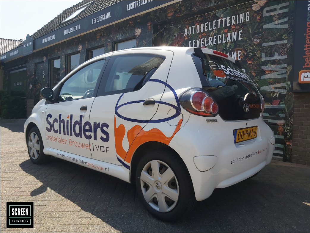 ScreenPromotion Autobelettering Personenauto Schilders brouwer