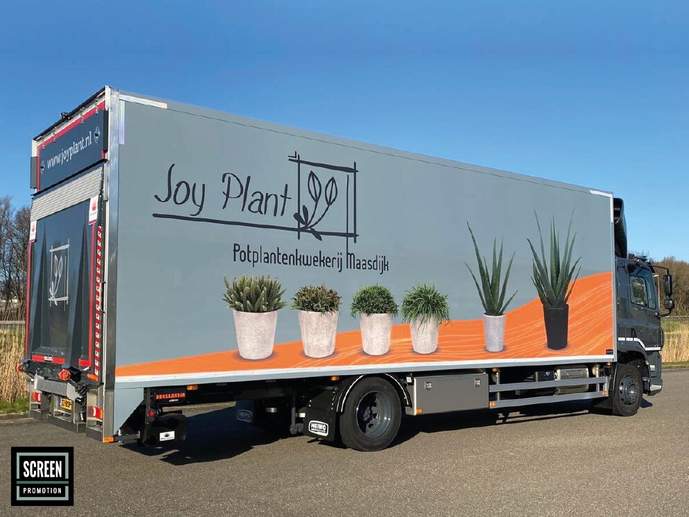 Screen Promotion Autobelettering Vrachtwagen Joy Plant